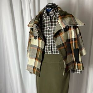 Faconnable Plaid Cotton Princess Seamed Shirt